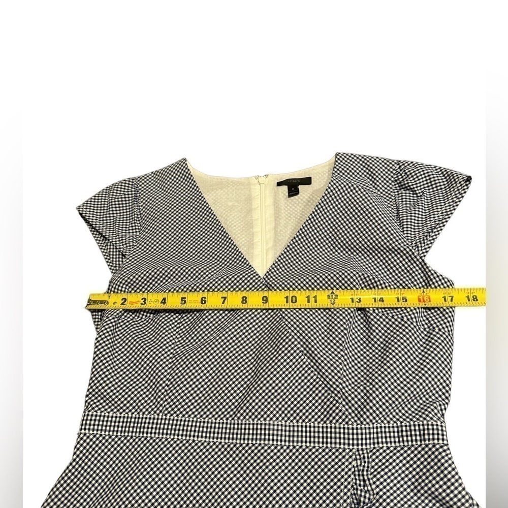 J. Crew Gingham Dress Blue and White Womens Size 6 Cap Sleeve 100% Cotton Poplin - Picture 6 of 15